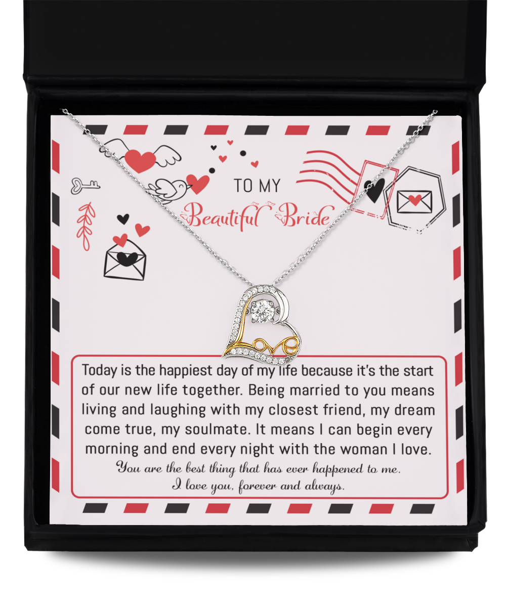 To My Beautiful Bride - The Happiest Day - Love Dancing Necklace LD, WED0000009LD