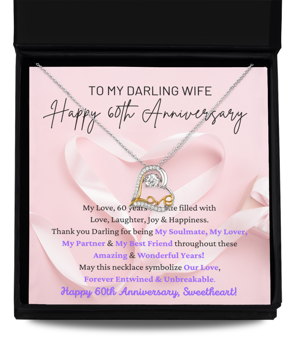 To My Darling Wife - Forever Entwined & Unbreakable - My Soulmate, My Lover, My Partner & My Best Friend - Happy 60th Anniversary - Love Dancing Necklace LD, ANWM000010LD