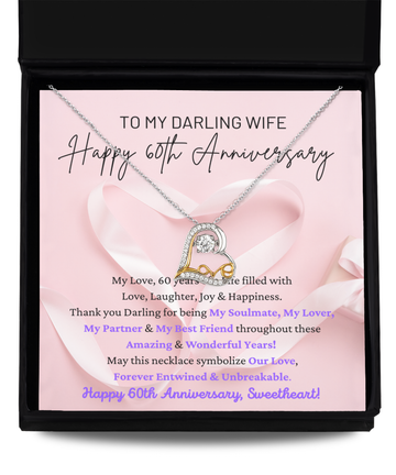 To My Darling Wife - Forever Entwined & Unbreakable - My Soulmate, My Lover, My Partner & My Best Friend - Happy 60th Anniversary - Love Dancing Necklace LD, ANWM000010LD