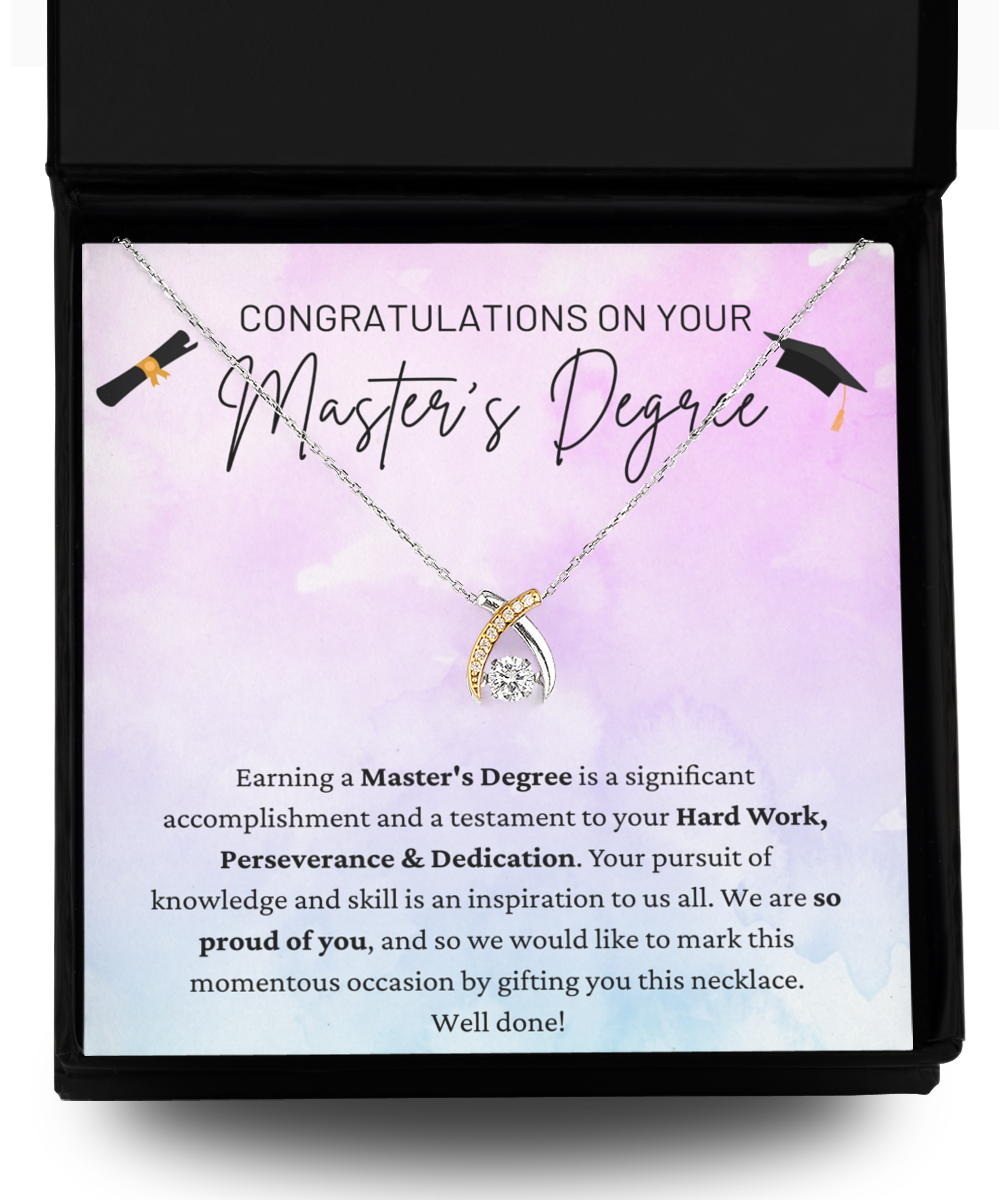 Congratulations On Master's Degree - Hardwork, Perseverance & Dedication - Proud Of You - Well Done - Wishbone Necklace WB, GRD0000005WB