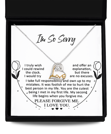 I'm So Sorry - Please Forgive Me - Cutest In My First Life - I Love You  - Love Dancing Necklace LD, APZ0000045LD