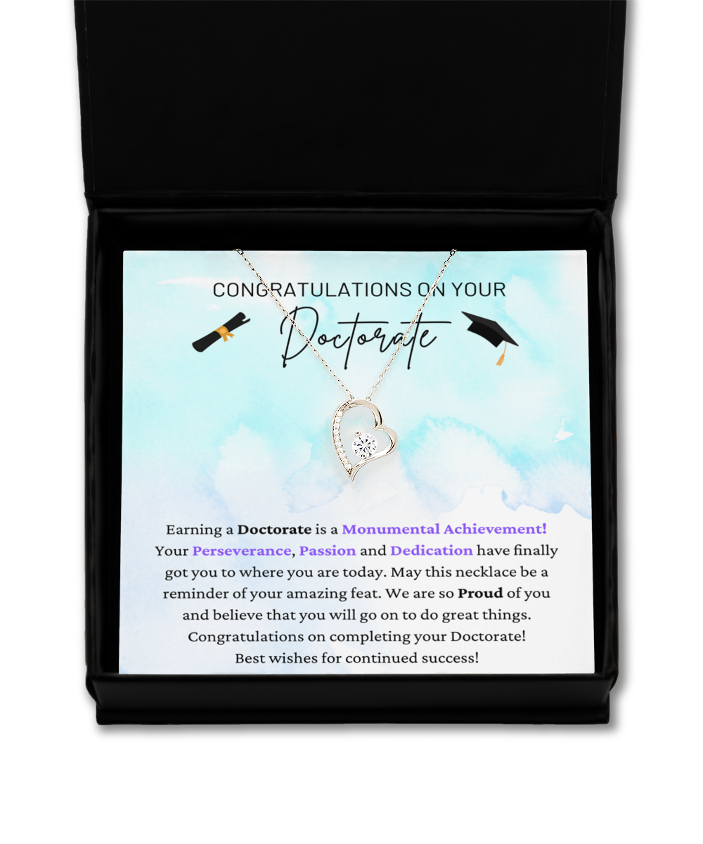 Congratulations On Your Doctorate - Monumental Achievement - Perseverance, Passion And Dedication - Proud Of You - Love Heart Solitaire Silver Necklace SS, GRD0000006SS