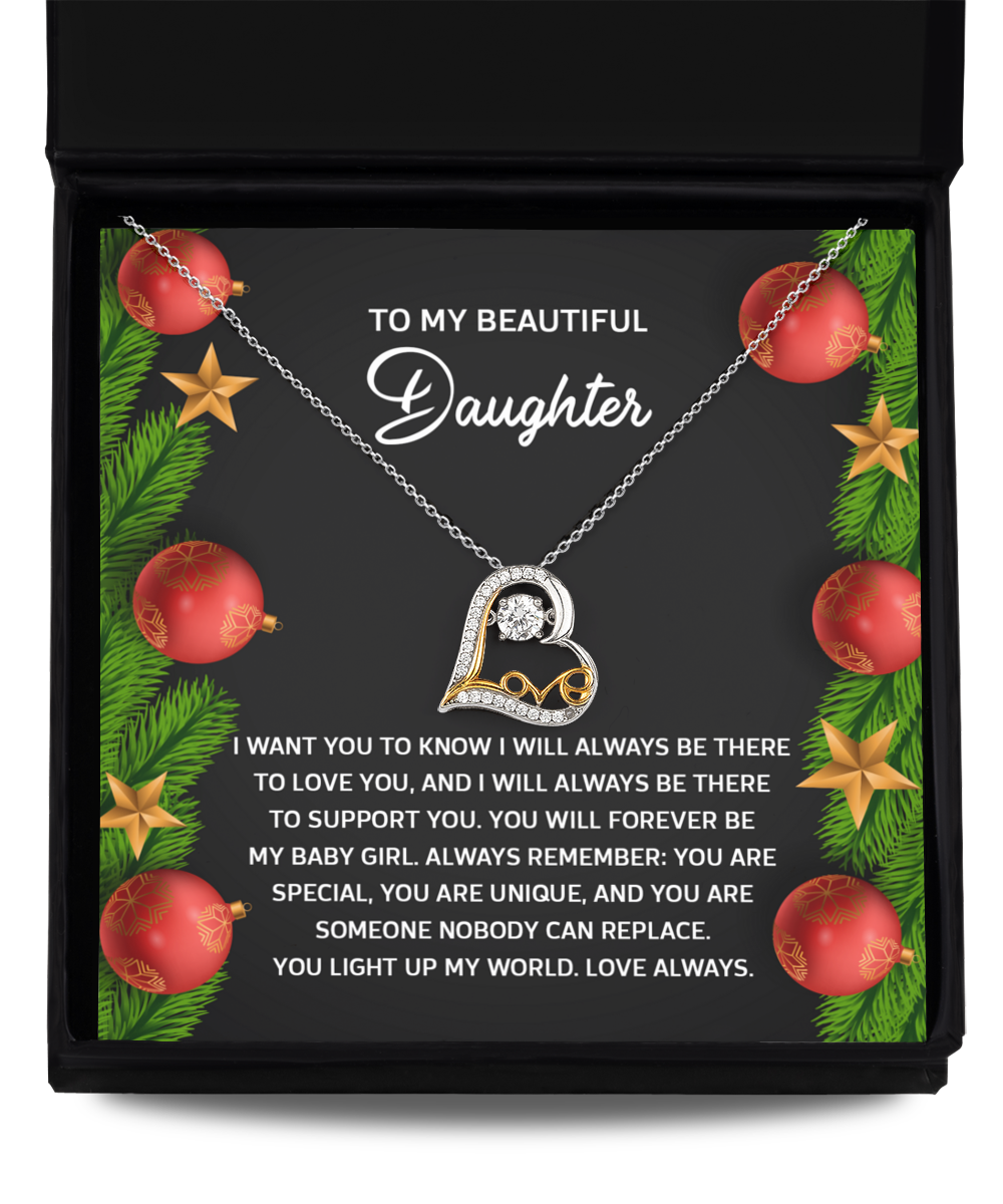 Beautiful Daughter - Always Be There To Love You, Support You - Forever Be My Baby Girl - Special And Unique - Nobody Can Replace - Love Dancing Necklace LD, DAU0000069LD