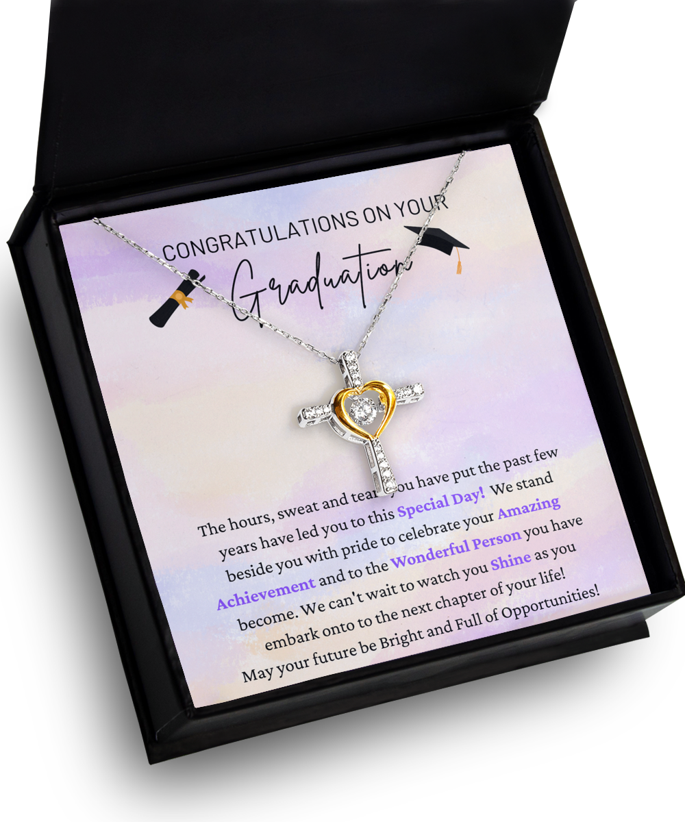 Congratulations On Graduation - Special Day - Amazing Achievement - Watch You Shine - Cross Dancing Heart Necklace CD, GRD0000002CD