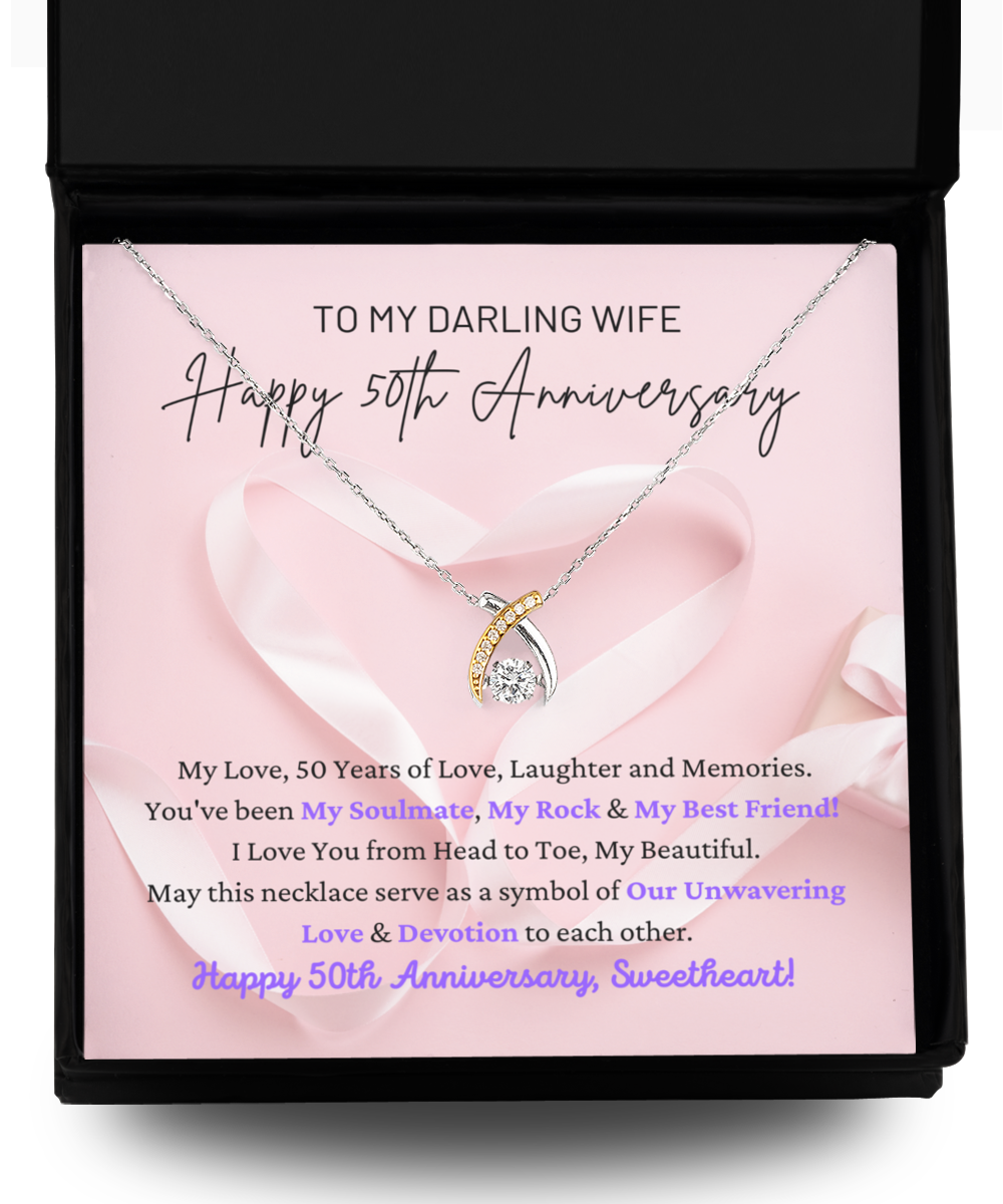 To My Darling Wife - Our Unwavering Love & Devotion - My Soulmate, My Rock & My Best Friend - Happy 50th Anniversary - Wishbone Necklace WB, ANWM000009WB