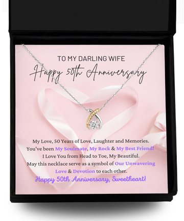 To My Darling Wife - Our Unwavering Love & Devotion - My Soulmate, My Rock & My Best Friend - Happy 50th Anniversary - Wishbone Necklace WB, ANWM000009WB