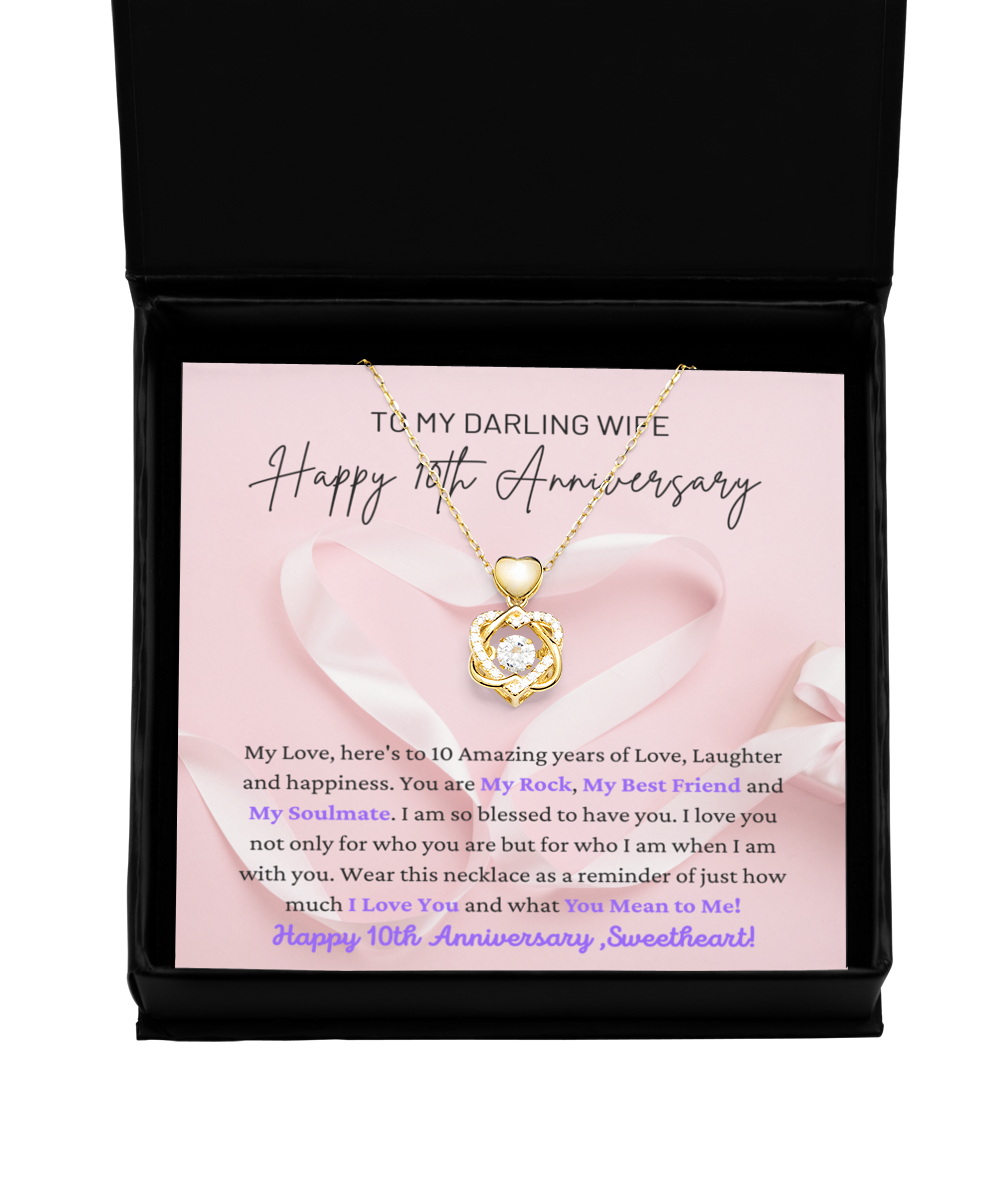 To My Darling Wife - My Rock, My Best Friend, My Soulmate - Happy 10th Anniversary - Double Hearts Gold Necklace HG, ANWM000003HG