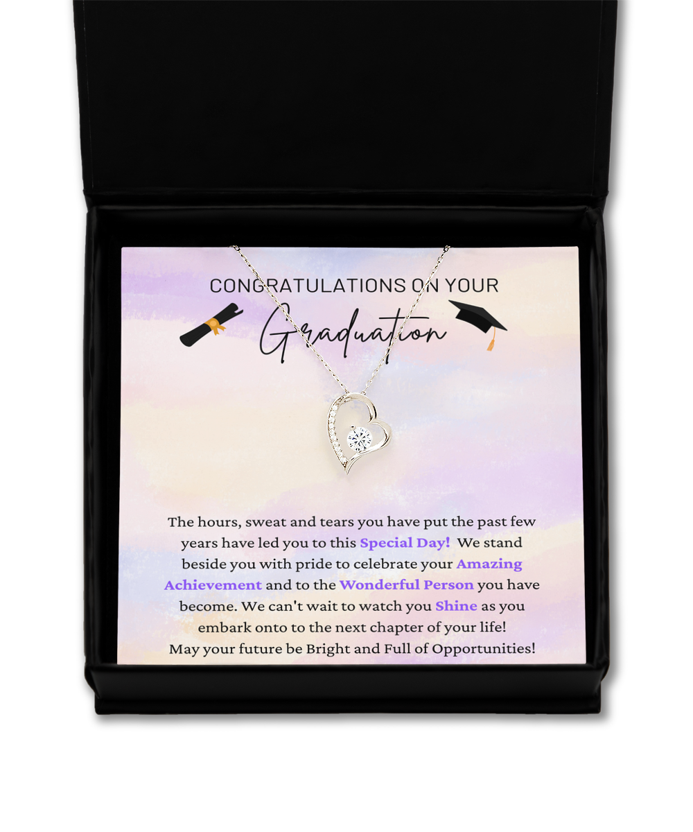 Congratulations On Graduation - Special Day - Amazing Achievement - Watch You Shine - Love Heart Solitaire Silver Necklace SS, GRD0000002SS