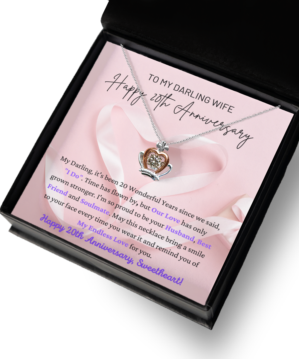 To My Darling Wife - My Endless Love - Best Friend & Soulmate - Happy 20th Anniversary - Crown Princess Queen Necklace CR, ANWM000005CR