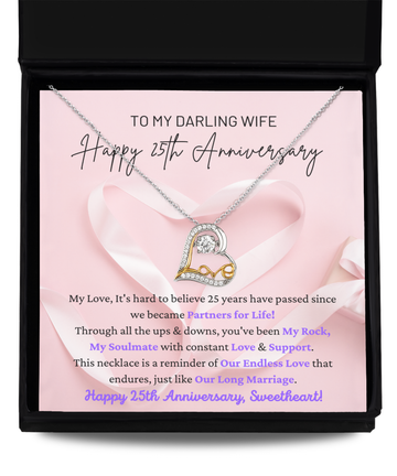 To My Darling Wife - Our Endless Love - Partners for Life My Rock, My Soulmate - Happy 25th Anniversary - Love Dancing Necklace LD, ANWM000006LD