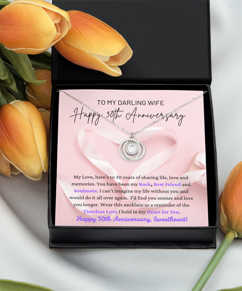 To My Darling Wife - Timeless Love - Rock, Best Friend & Soulmate - Happy 30th Anniversary - Intertwined Circles Necklace DC, ANWM000007DC