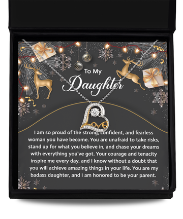 To My Daughter - So Proud Of The Woman You Have Become - Chase Your Dreams - Achieve Amazing Things - My Bad Ass Daughter - Love Dancing Necklace LD, DAU0000048LD