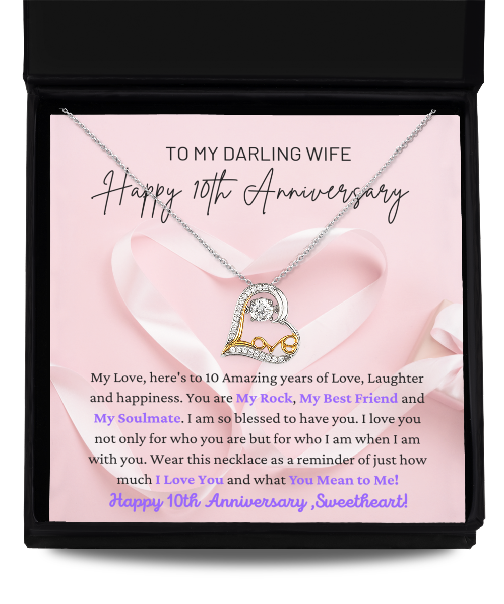 To My Darling Wife - My Rock, My Best Friend, My Soulmate - Happy 10th Anniversary - Love Dancing Necklace LD, ANWM000003LD