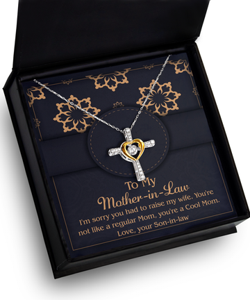 To My Mother-In-Law - Cool Mom - Not Regular Mom - Love Your Son-In-Law - Cross Dancing Heart Necklace, MOM0000016CD