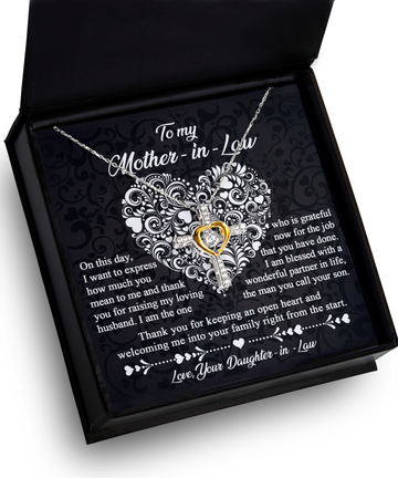 To My Mother-In-Law - Express How Much You Mean To Me - Grateful For You - An Open Heart - Love Your Daughter-In-Law - Cross Dancing Heart Necklace, MOM0000015CD