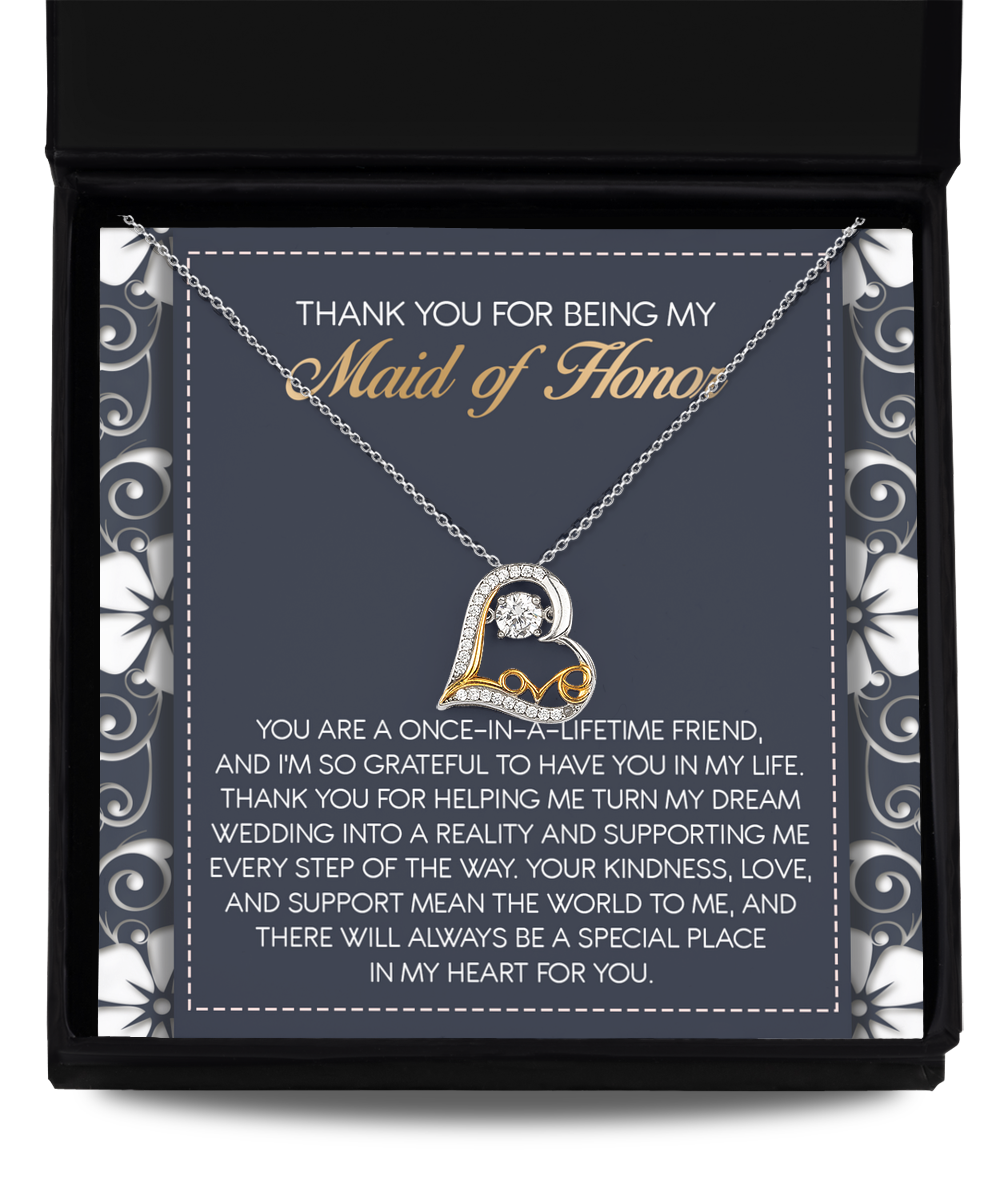 Maid of Honor - Lifetime Friend - Thank You - Love Dancing Necklace LD, WED0000021LD