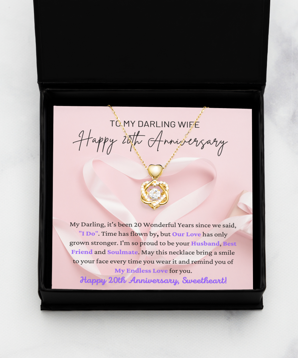 To My Darling Wife - My Endless Love - Best Friend & Soulmate - Happy 20th Anniversary - Double Hearts Gold Necklace HG, ANWM000005HG