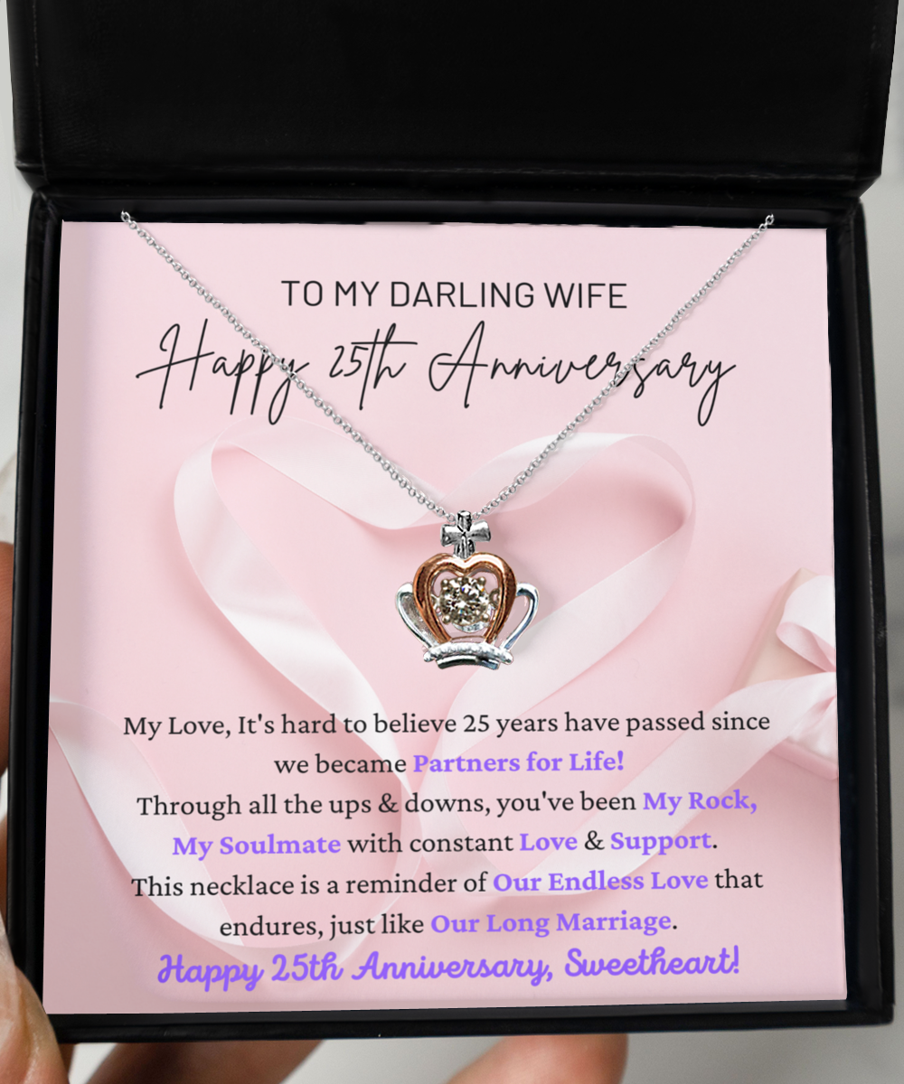 To My Darling Wife - Our Endless Love - Partners for Life My Rock, My Soulmate - Happy 25th Anniversary - Crown Princess Queen Necklace CR, ANWM000006CR