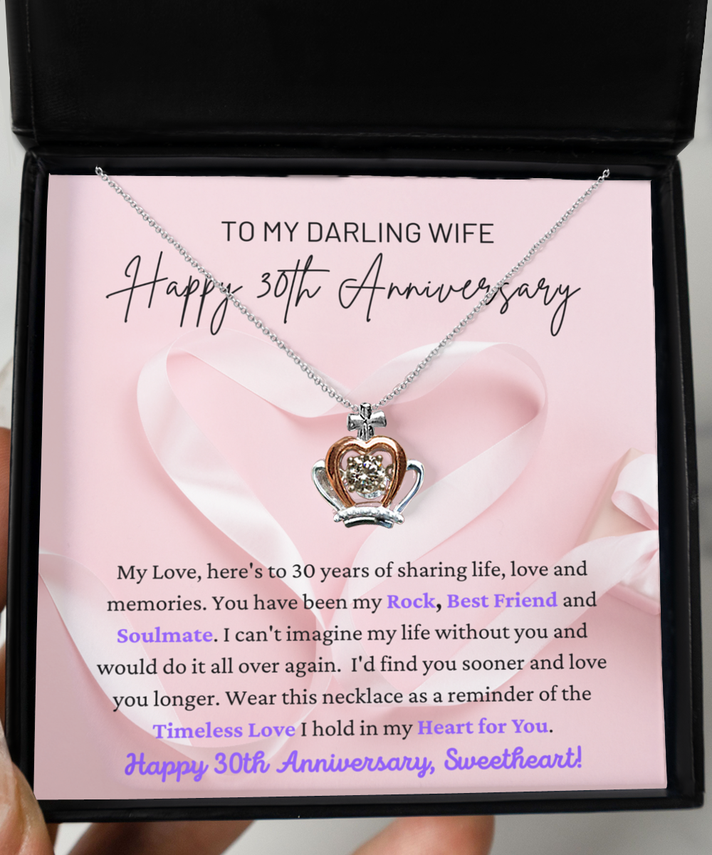 To My Darling Wife - Timeless Love - Rock, Best Friend & Soulmate - Happy 30th Anniversary - Crown Princess Queen Necklace CR, ANWM000007CR