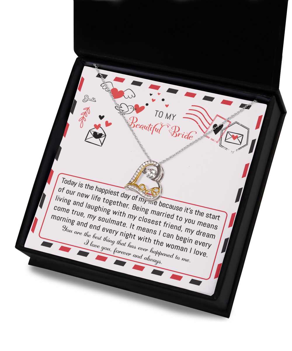 To My Beautiful Bride - The Happiest Day - Love Dancing Necklace LD, WED0000009LD