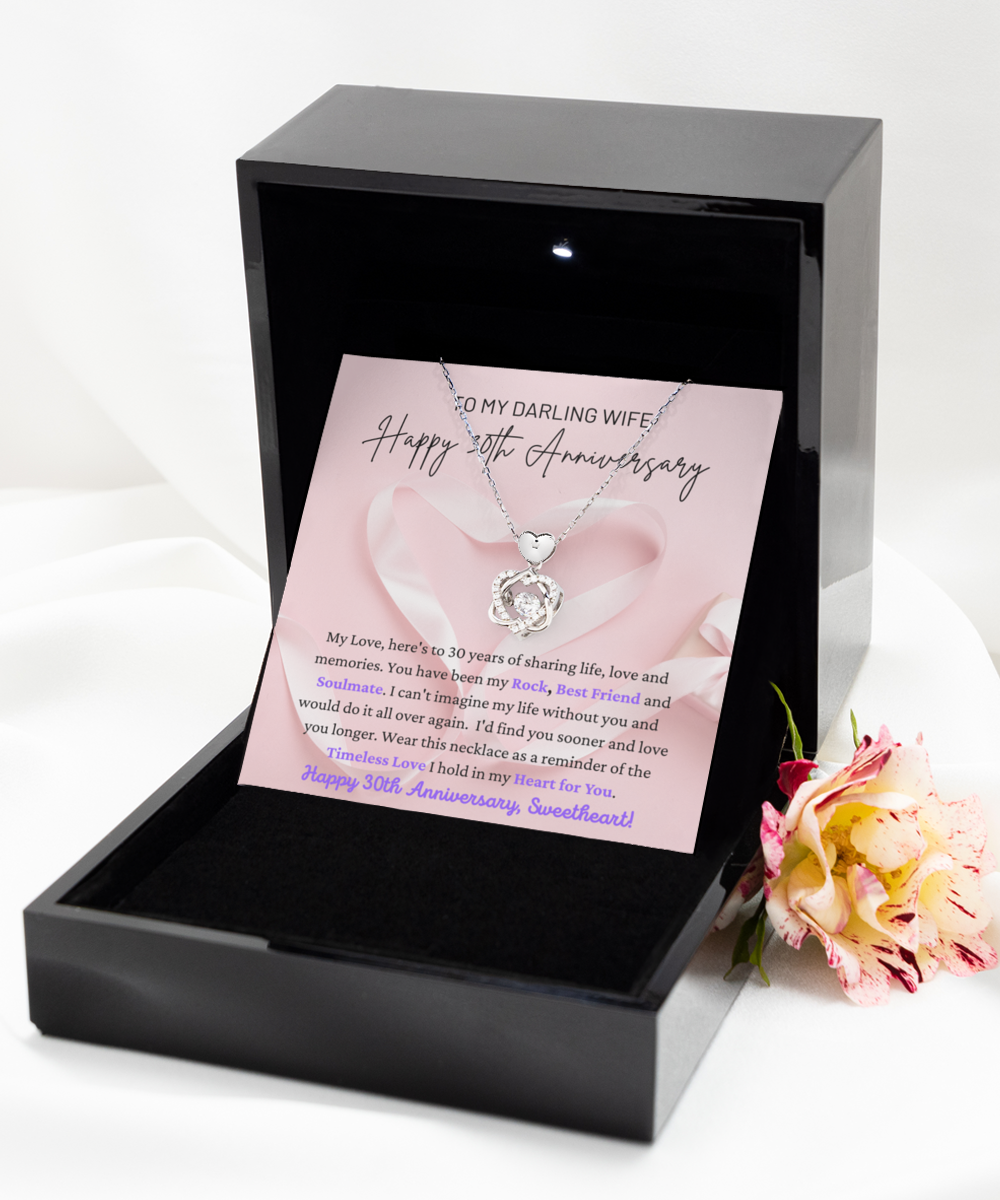 To My Darling Wife - Timeless Love - Rock, Best Friend & Soulmate - Happy 30th Anniversary - Double Hearts Silver Necklace HS, ANWM000007HS