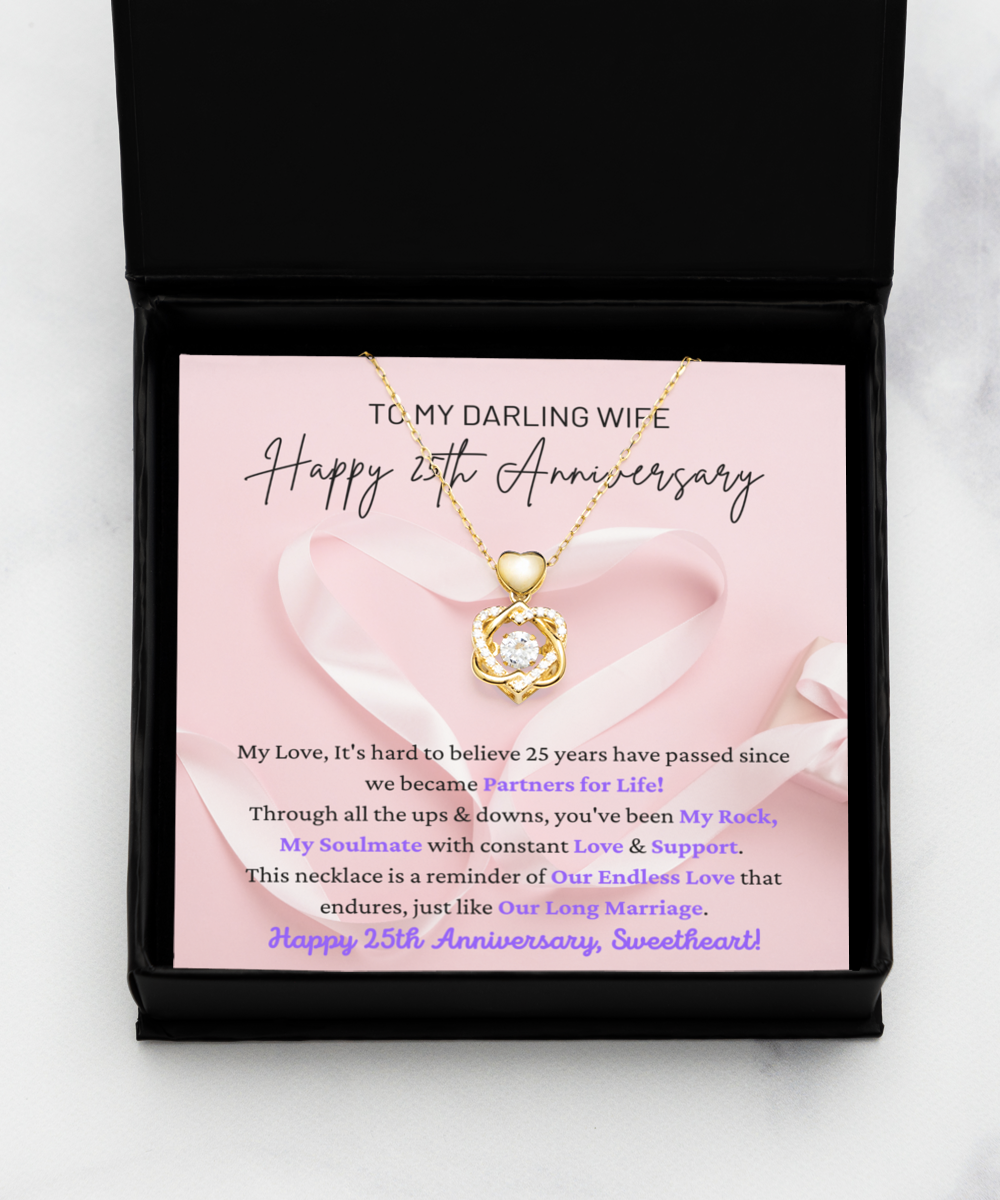 To My Darling Wife - Our Endless Love - Partners for Life My Rock, My Soulmate - Happy 25th Anniversary - Double Hearts Gold Necklace HG, ANWM000006HG