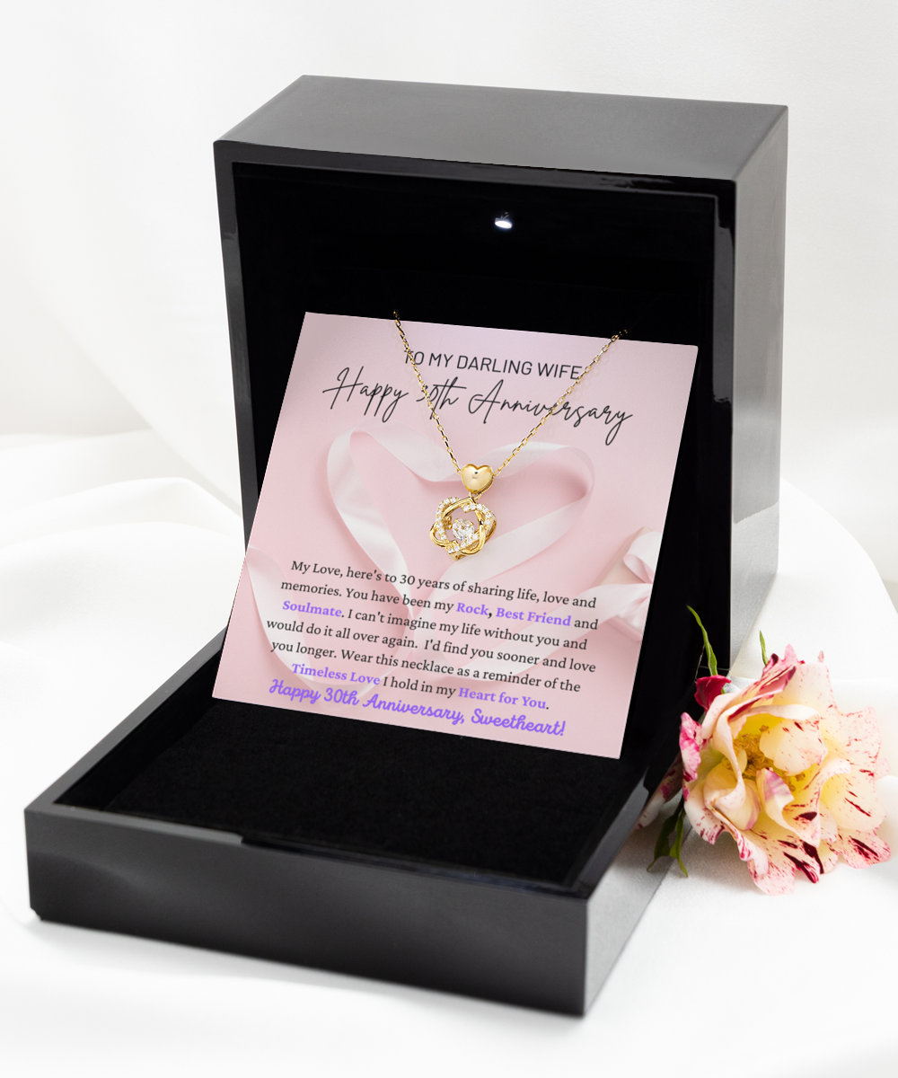 To My Darling Wife - Timeless Love - Rock, Best Friend & Soulmate - Happy 30th Anniversary - Double Hearts Gold Necklace HG, ANWM000007HG