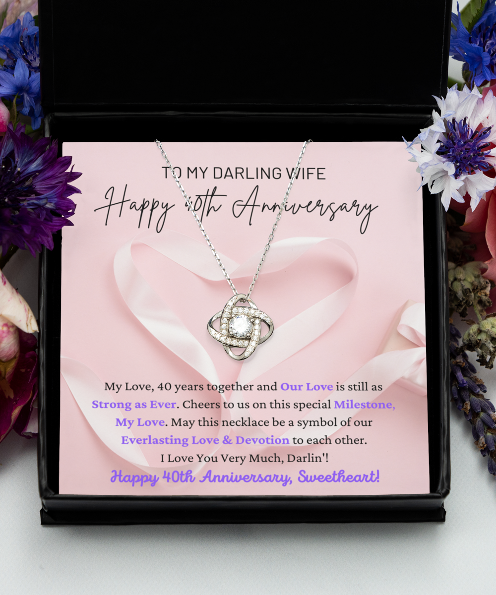 To My Darling Wife - Everlasting Love & Devotion - Special Milestone - Happy 40th Anniversary - Love Knot Silver Necklace LS, ANWM000008LS