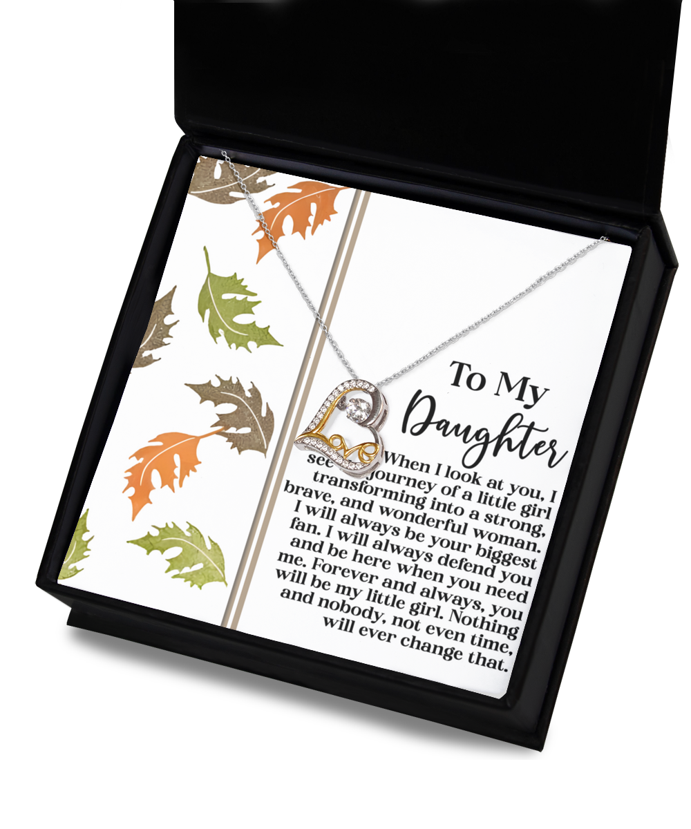 To My Daughter - Always Be Your Biggest Fan - Little Girl Transforming - Strong, Brave & Beautiful Woman - Forever My Little Girl - Love Dancing Necklace LD, DAU0000032LD