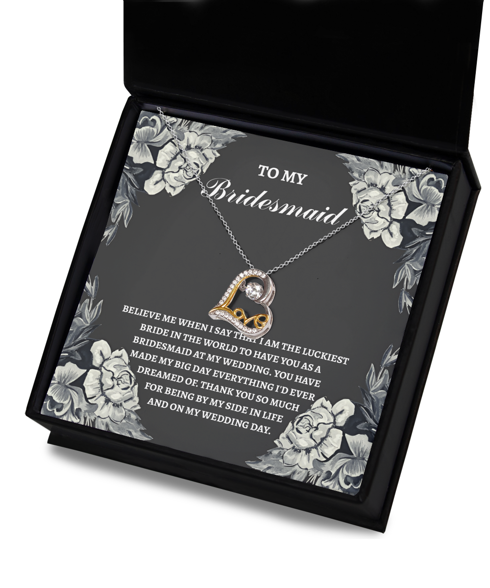 To My Bridesmaid - The Luckiest Bride - Love Dancing Necklace LD, WED0000012LD