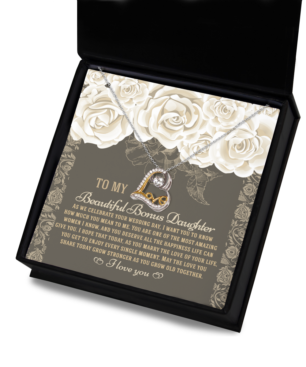 To My Beautiful Bonus Daughter - Love Grow Together - Love Dancing Necklace LD, WED0000003LD