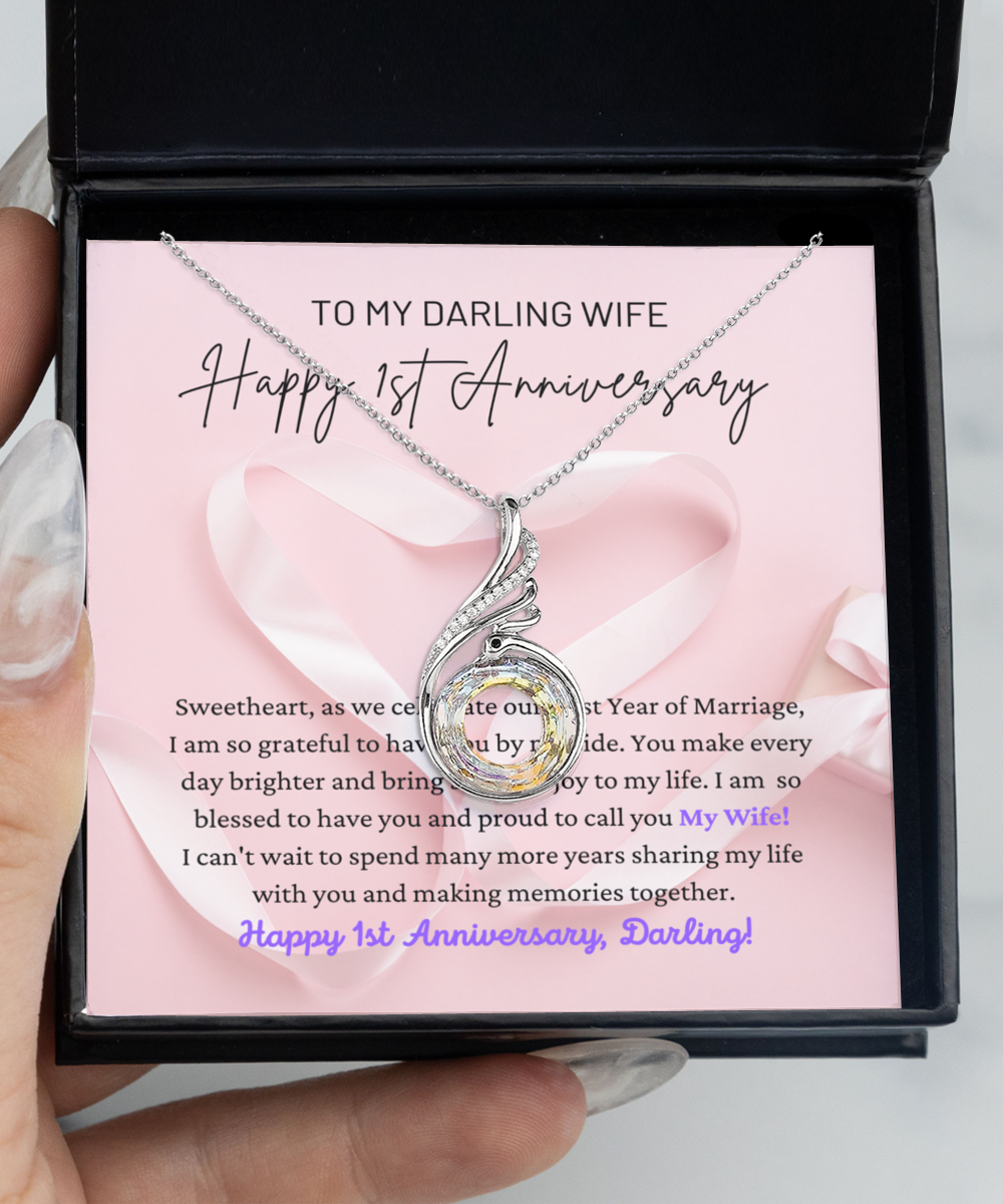 To My Darling Wife - Grateful To Have You - Happy 1st Anniversary - Rising Phoenix Necklace RP, ANWM000001RP