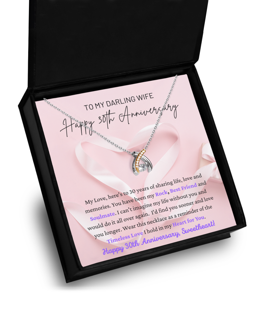 To My Darling Wife - Timeless Love - Rock, Best Friend & Soulmate - Happy 30th Anniversary - Wishbone Necklace WB, ANWM000007WB