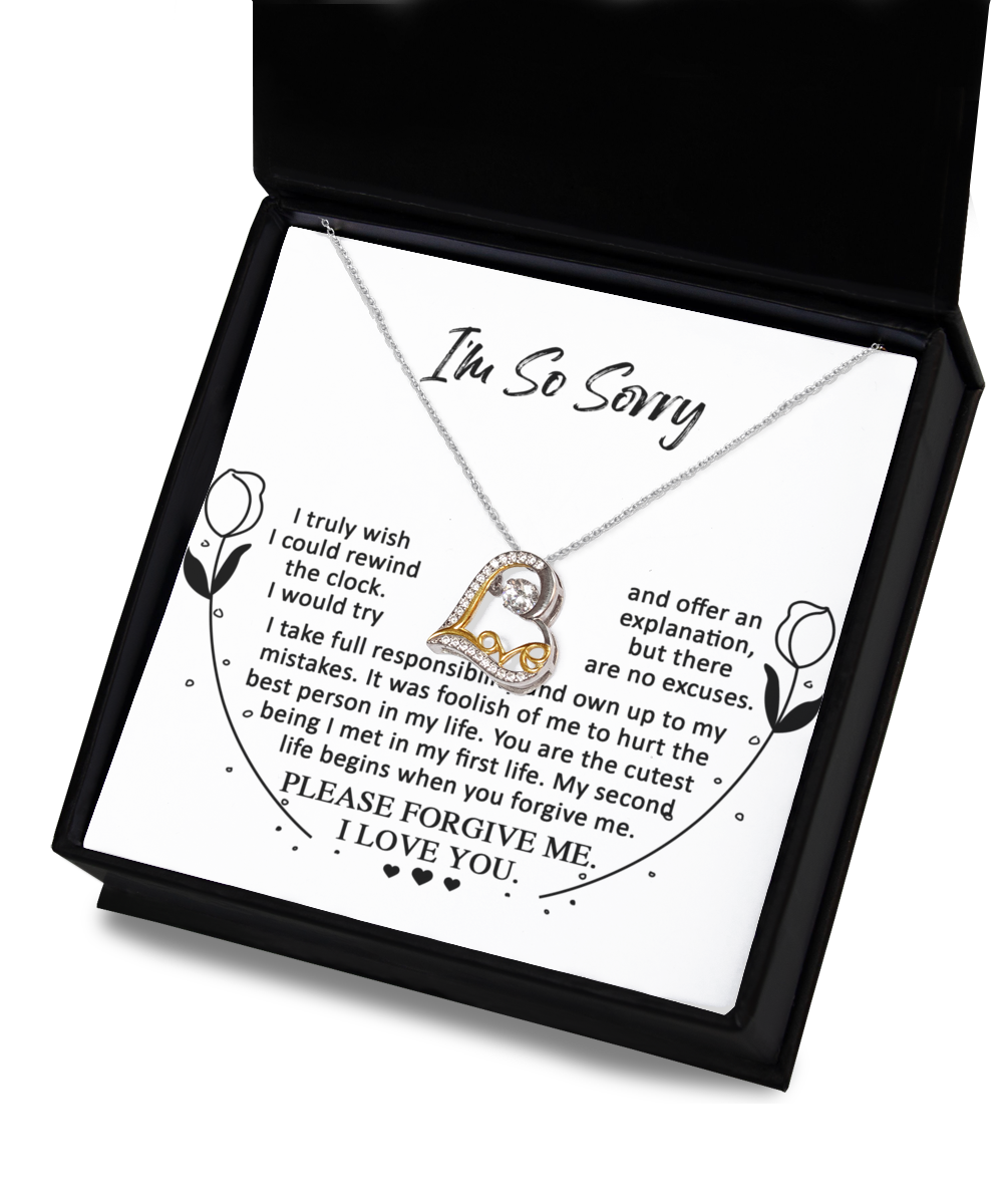 I'm So Sorry - Please Forgive Me - Cutest In My First Life - I Love You  - Love Dancing Necklace LD, APZ0000045LD