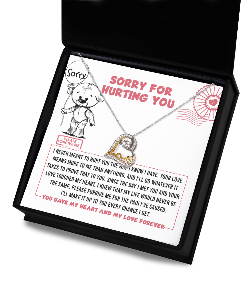 Sorry For Hurting You - Please Forgive Me - Make Up Every Chance - Heart And Love Forever  - Love Dancing Necklace LD, APZ0000042LD