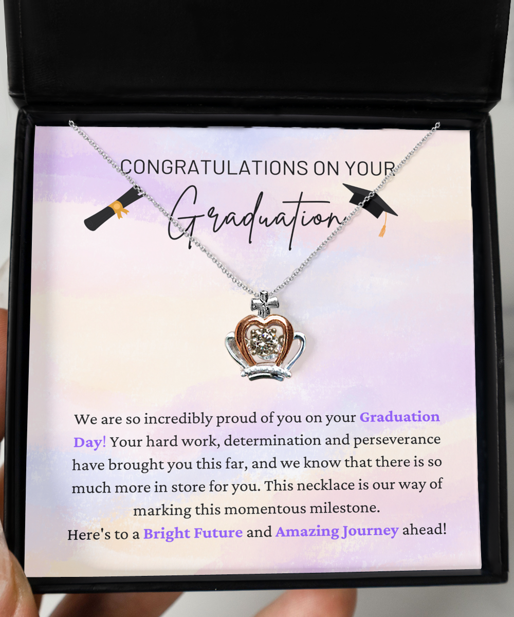 Congratulations On Graduation - Proud Of You - Graduation Day - Bright Future & Amazing Journey - Crown Princess Queen Necklace CR, GRD0000001CR