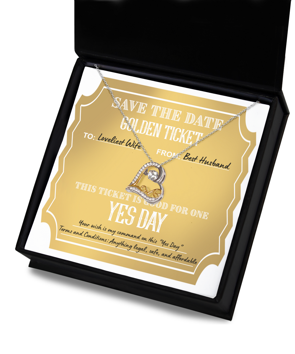 My Loveliest Wife - Golden Ticket - Love Dancing Necklace LD, WIF0000003LD