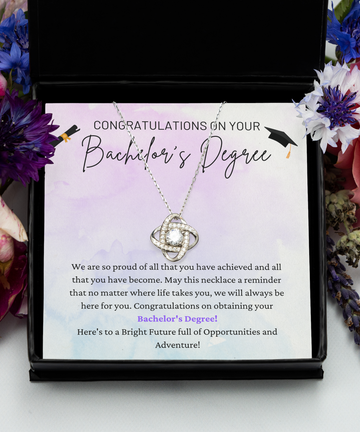 Congratulations On Bachelor's Degree - Bright Future - Full Of Opportunities And Adventure - Love Knot Silver Necklace LS, GRD0000004LS