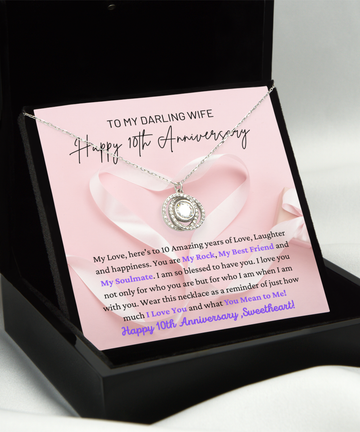 To My Darling Wife - My Rock, My Best Friend, My Soulmate - Happy 10th Anniversary - Intertwined Circles Necklace DC, ANWM000003DC