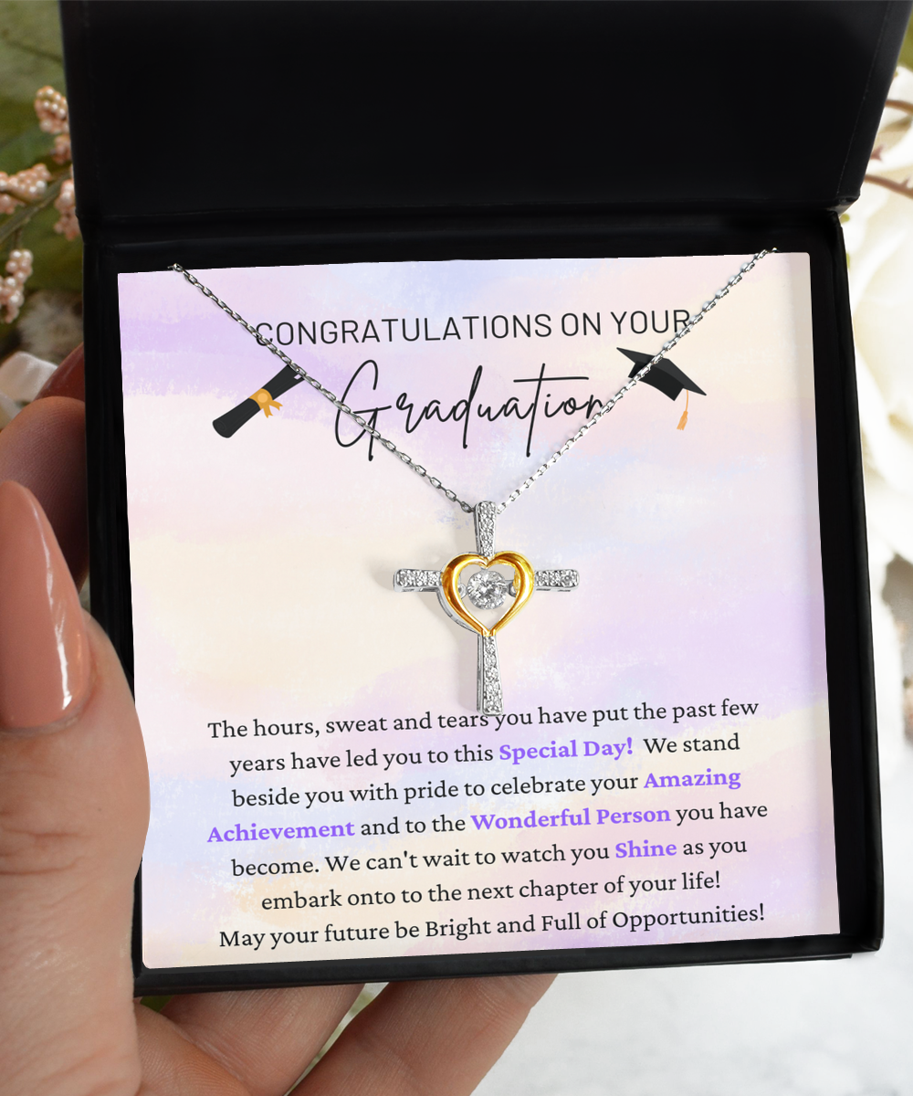 Congratulations On Graduation - Special Day - Amazing Achievement - Watch You Shine - Cross Dancing Heart Necklace CD, GRD0000002CD